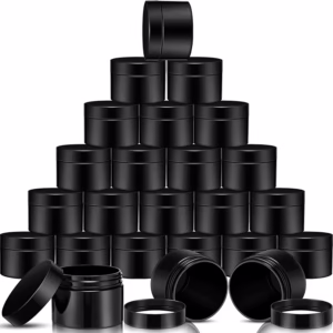 SATINIOR 24 Pieces Empty Clear Plastic Jars with Lids Round Storage Containers Wide Mouth for Beauty Product Cosmetic Cream Lotion Liquid Butter Craft and Food(Black,1 oz)