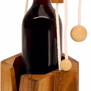 BSIRI Bottle Puzzle - Challenging 3D Wooden Bottle Holder and Bottle Lock Puzzle Games for Adults. Functional Bottle Storage, Ideal Bottle Lover Gifts, Fun Gifts, Game Night and Rustic Room Decor