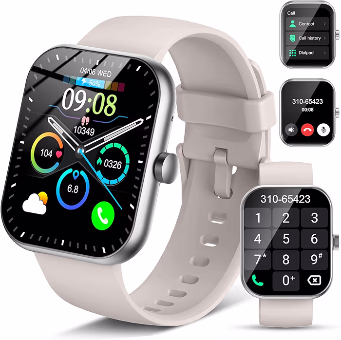 Smart Watch for Men Women Answer/Make Call, 1.96" Fitness Watch with 112+ Sport Mode, IP68 Waterproof Fitness Tracker with Pedometer/Calories/Sleep/Heart Rate Monitor, Smartwatch for Android iOS,White
