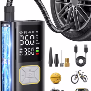 Tire Inflator Portable Air Compressor, 5X Fast 150PSI Air Pump for Car Tires, Cordless Car Motorcycle Balls Bike Pump, Tire Inflator Pressure Gauge, 12V Auto Shut-Off Tire Pump