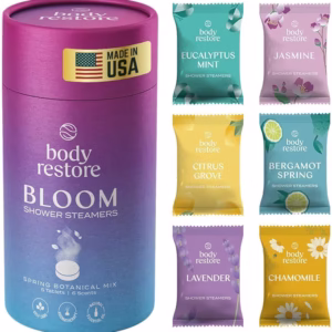 Body Restore Shower Steamers Aromatherapy 6 Pack - Christmas Stocking Stuffers, Birthday Gifts for Women, White Elephant, Relaxation, Self Care for Men - Bloom