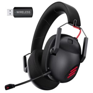 KAPEYDESI Wireless Gaming Headset for PS5, PS4, PC, NES, Bluetooth 5.3 Gaming Headsets Wireless with Noise Canceling Microphone, Gamer Headphones for Nintendo Switch, 50H Battery - Black